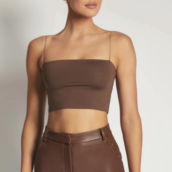 Meshki Yvonne Crop Top Chocolate Brown Medium - Picture 1 of 9
